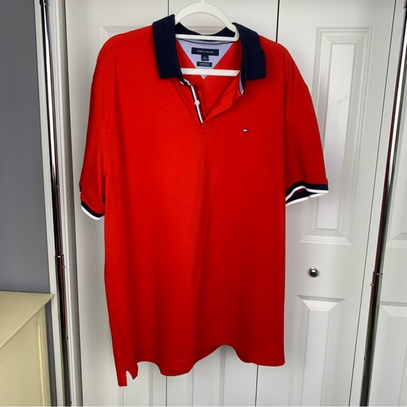 TOMMY HILFIGER RED POLO SHIRT - Picture 1 of 4